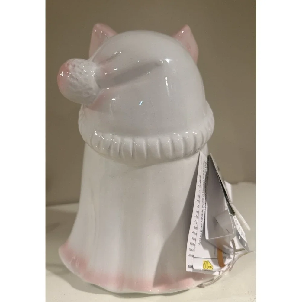 Goblin & Ghoul Ceramic Light Up Ghost Figurine Pink Bow Polka Dot Halloween 10